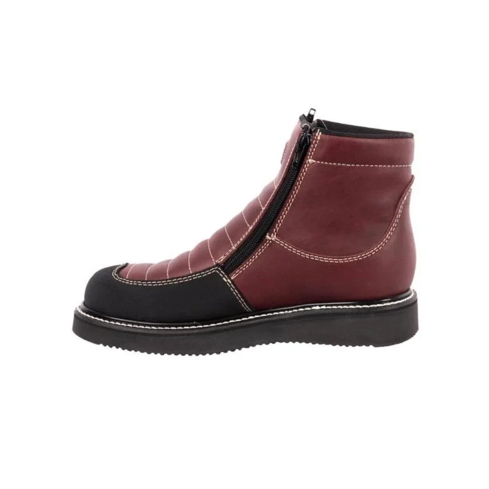 Hammer Force HM-338 Mens Wine Leather Dual Zipper Comfort Work Boots Sz 7 US